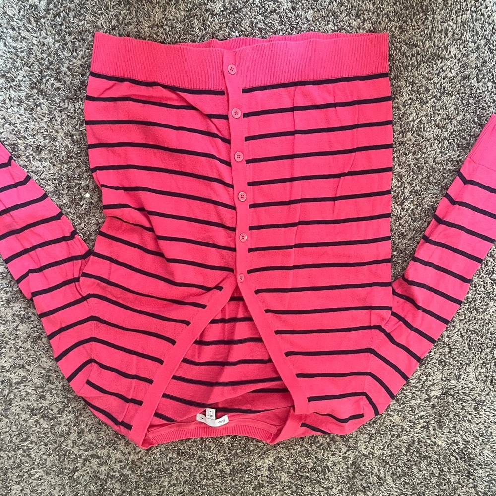 Pink and navy blue gap size medium button up sweater